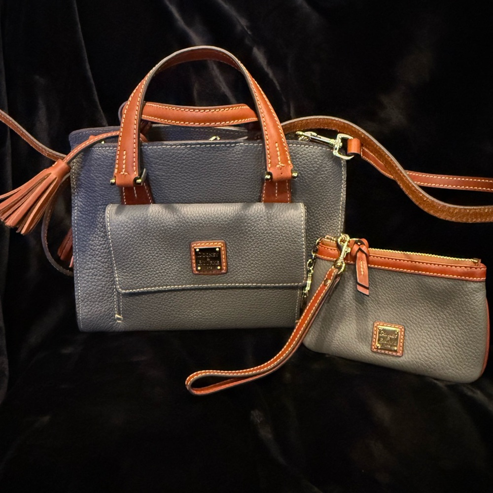 Dooney & Bourke Gray and Brown Satchel Set